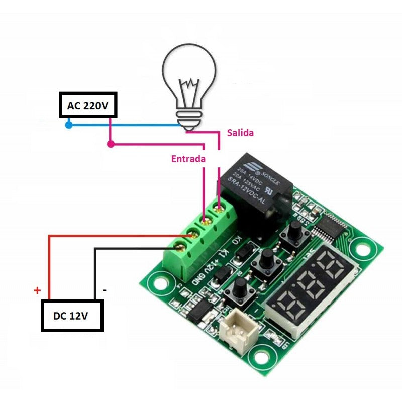 Módulo Controlador de temperatura digital -Termostato W1209 con Sensor